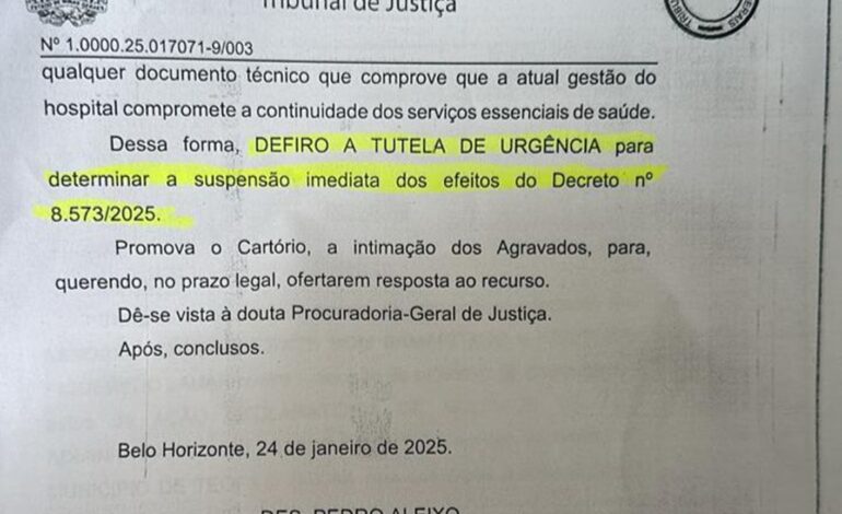 Justiça Determina Fim de Intervenção Municipal no Hospital Bom Samaritano